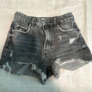 Zara high waist ripped denim shorts